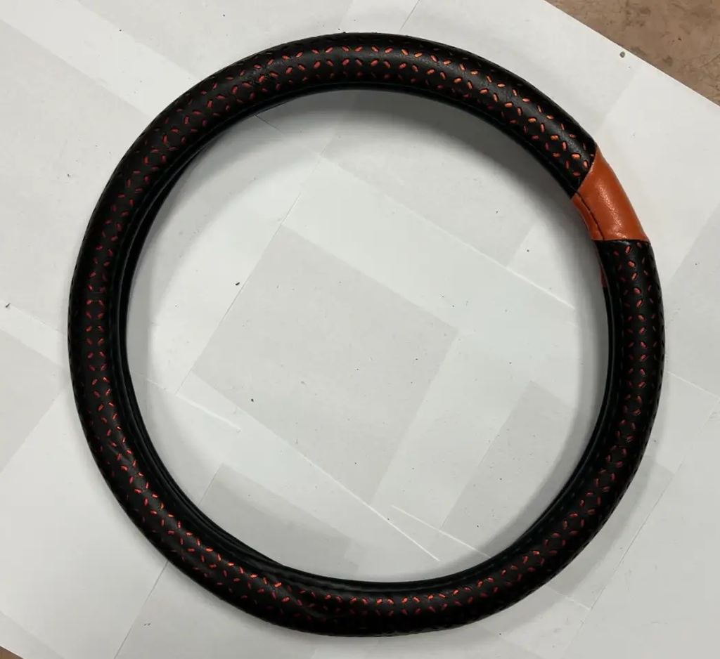 Universal Steering Wheel Cover Black Red with X like Pattern Design by Unbranded