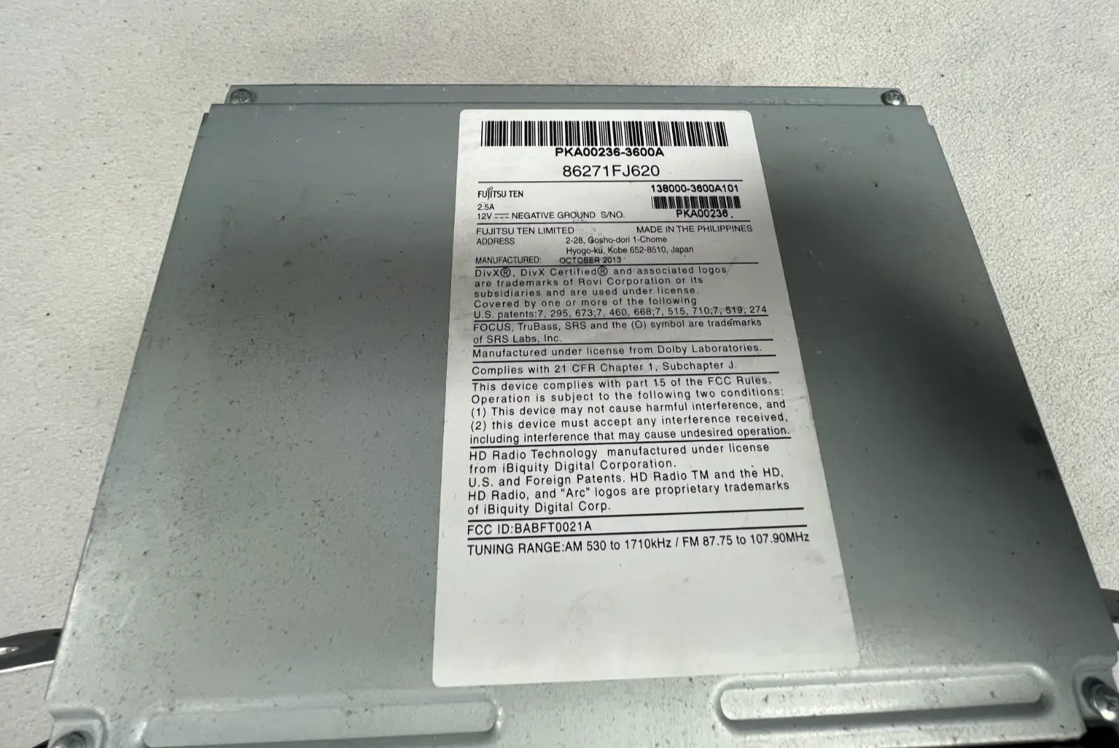 Navigation Receiver CD Radio Player Screen 86271FJ620 fits 12-14 Subaru Impreza by Fujitsu