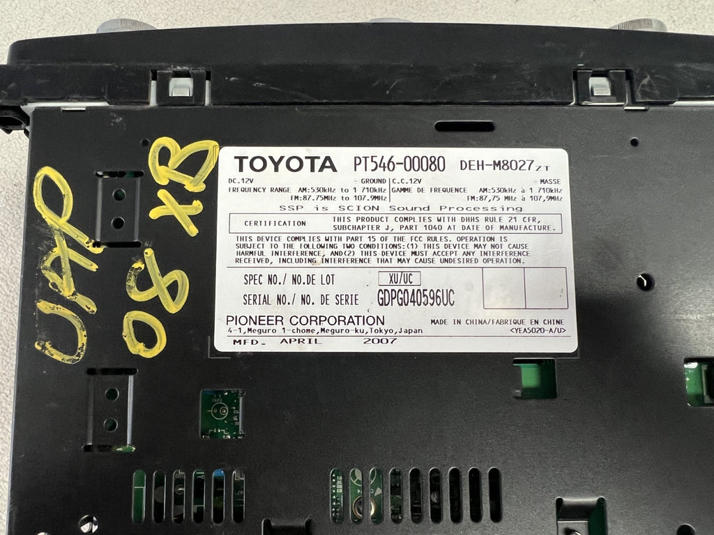 08 09 10 11 12 13 Scion XB XD TC AM FM Radio CD Player PT546 00080 Black