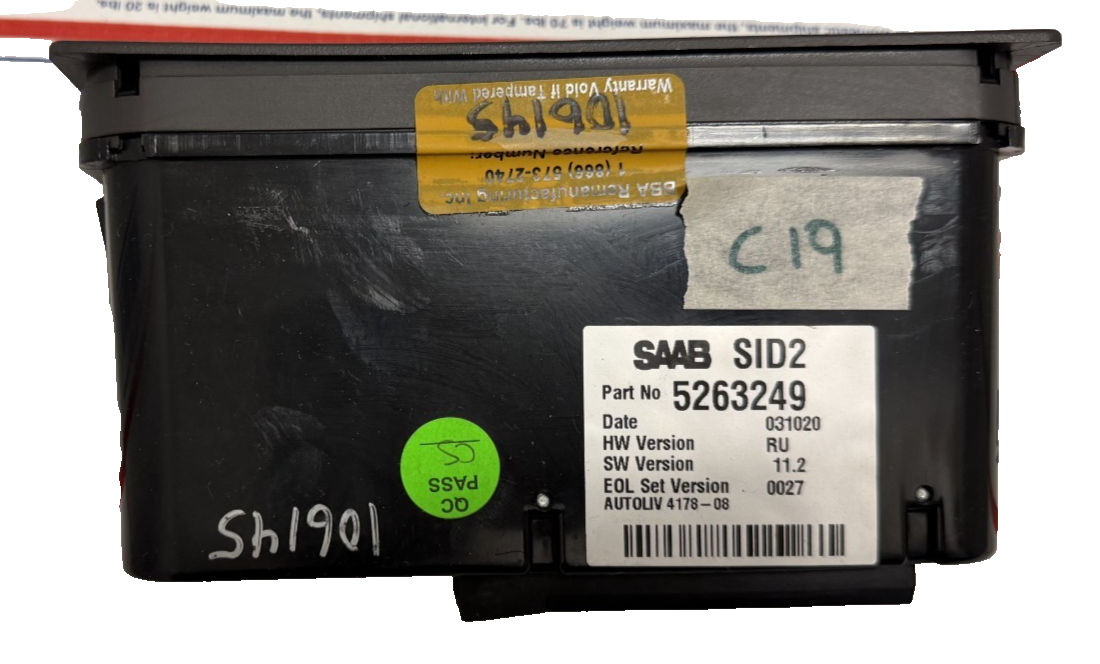 SID2 Information Info Display 5263249 Black fits 1999-2003 Saab 9-5 95