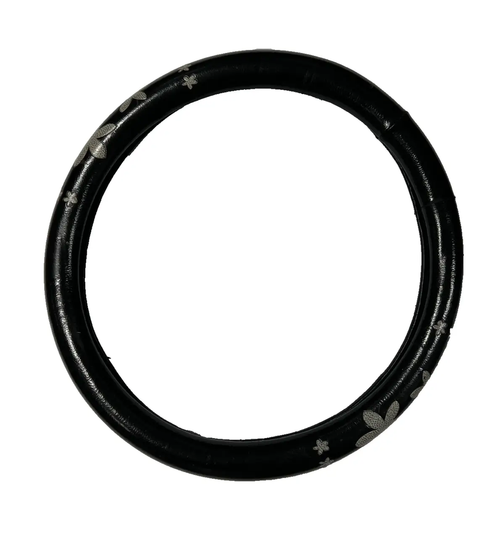 Universal Steering Wheel Cover with Flowers Design Black by Unbranded