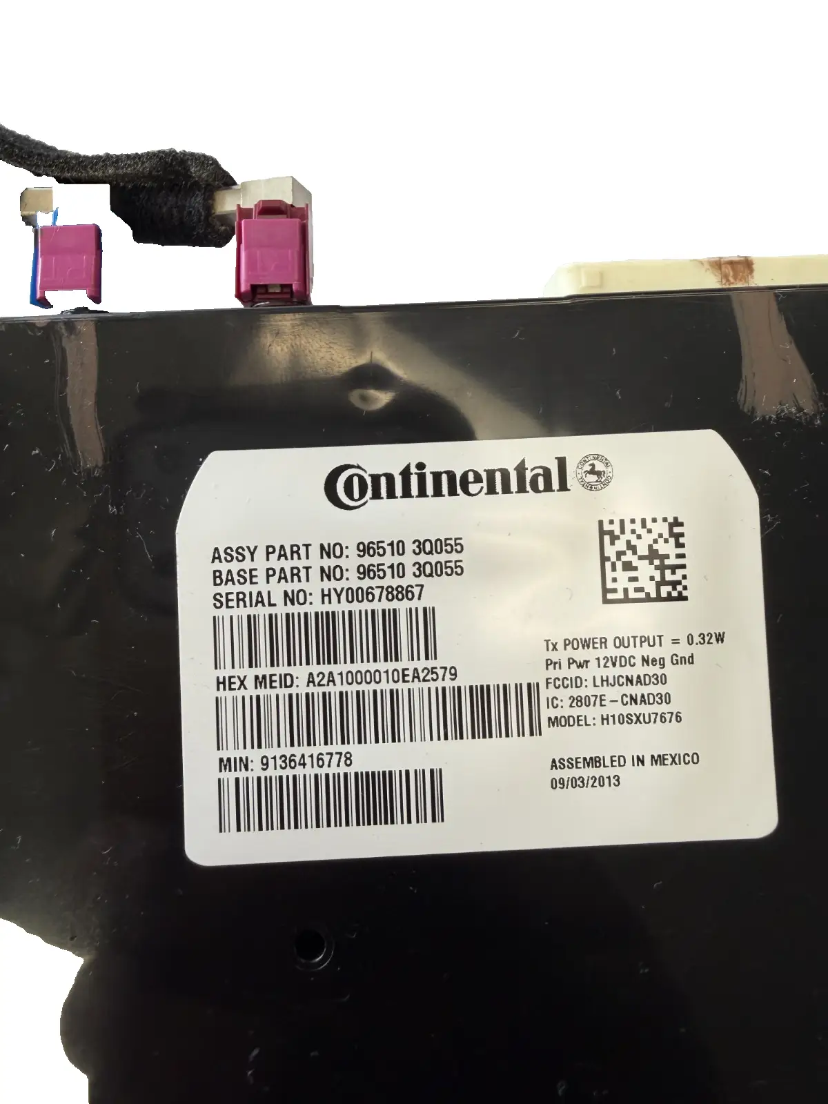 2014 Hyundai Sonata Telematics BlueLink Communication Control 96510 3Q055 Black by Continental