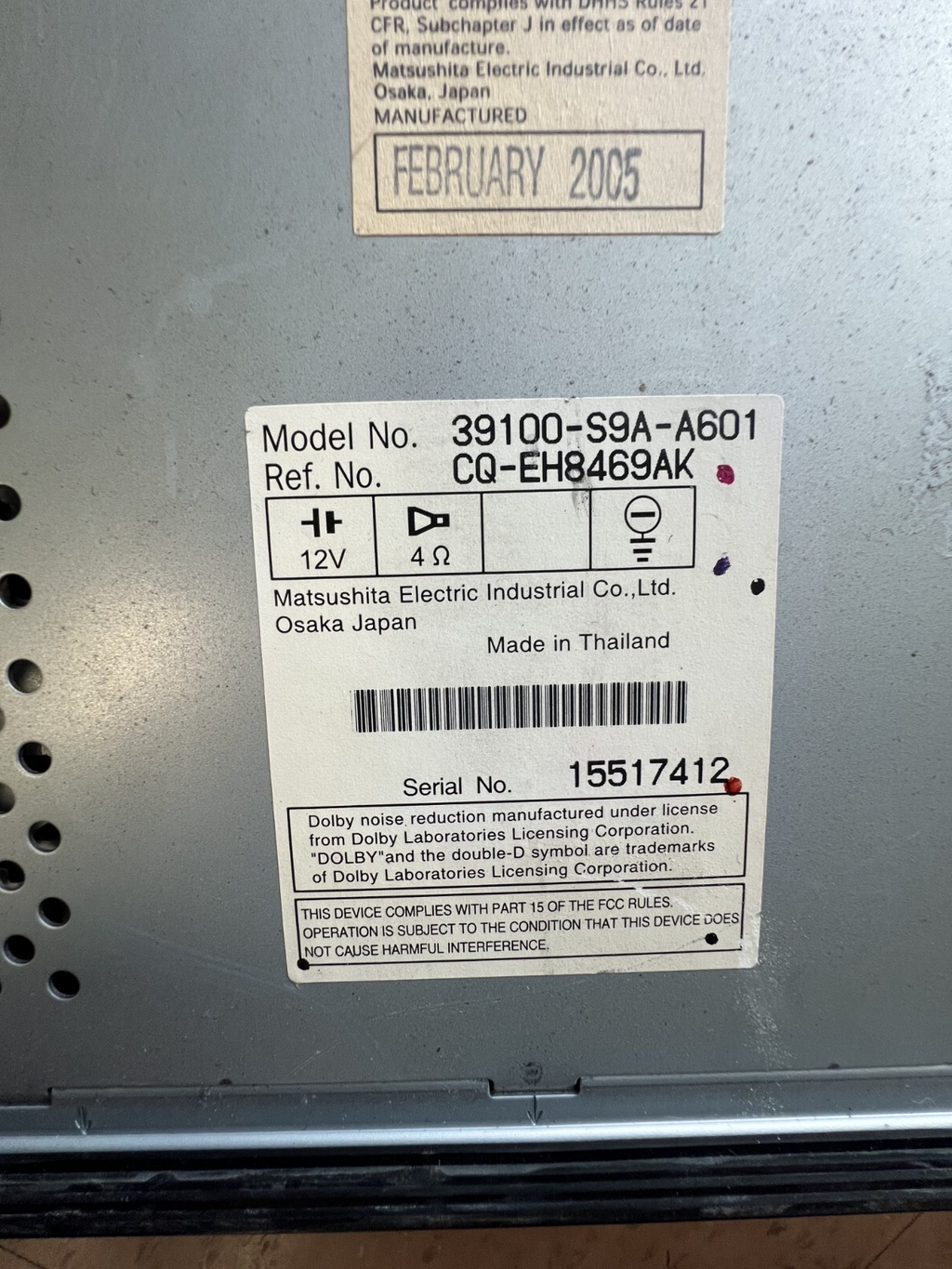 06 2006 Honda CRV 6 Disc Radio AM FM CD Cassette Player OEM 39100 S9A A601