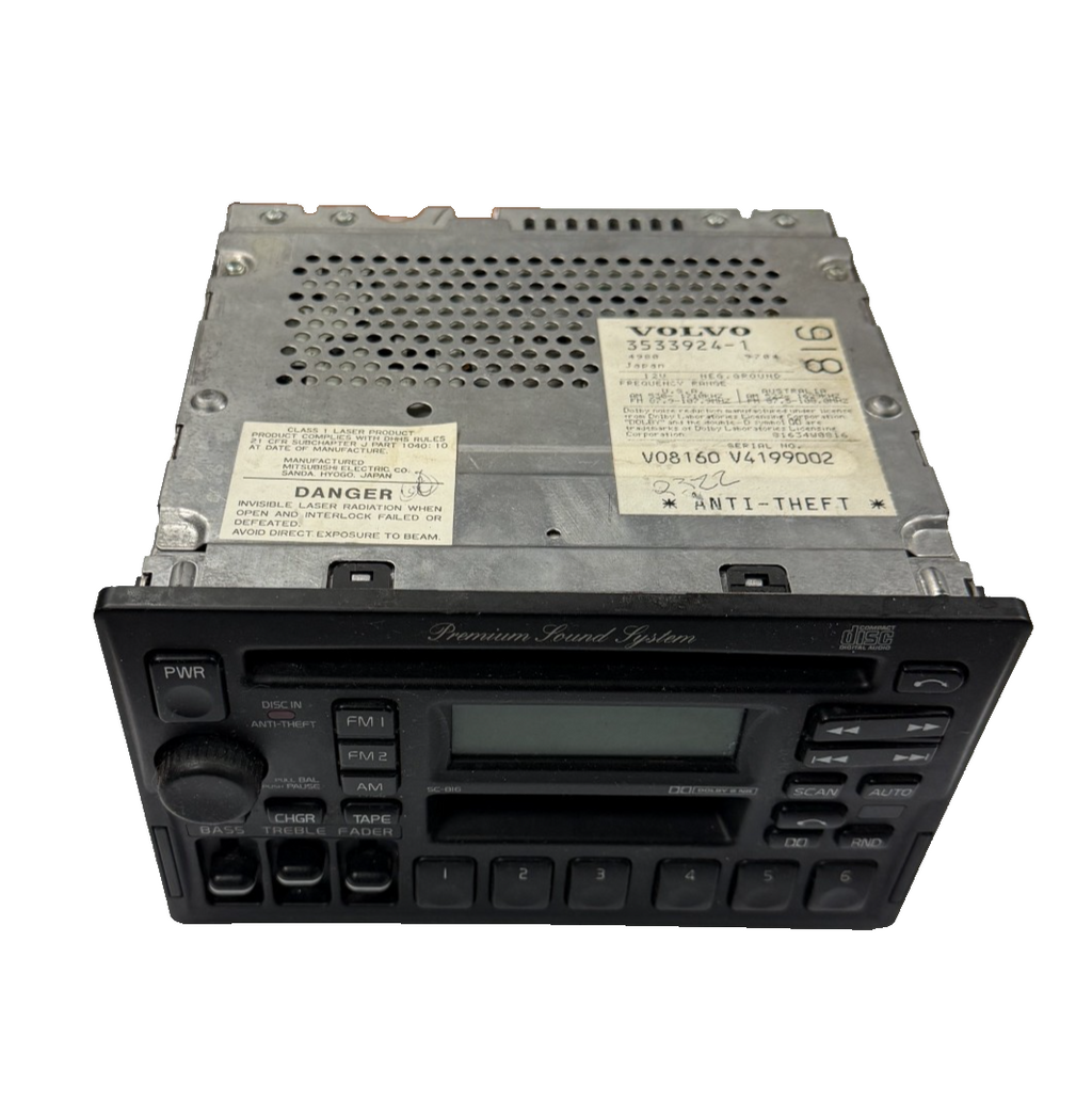 1993-2000 Volvo S90 AM FM Cassette Radio Tuner CD Tape Receiver 3533924-1