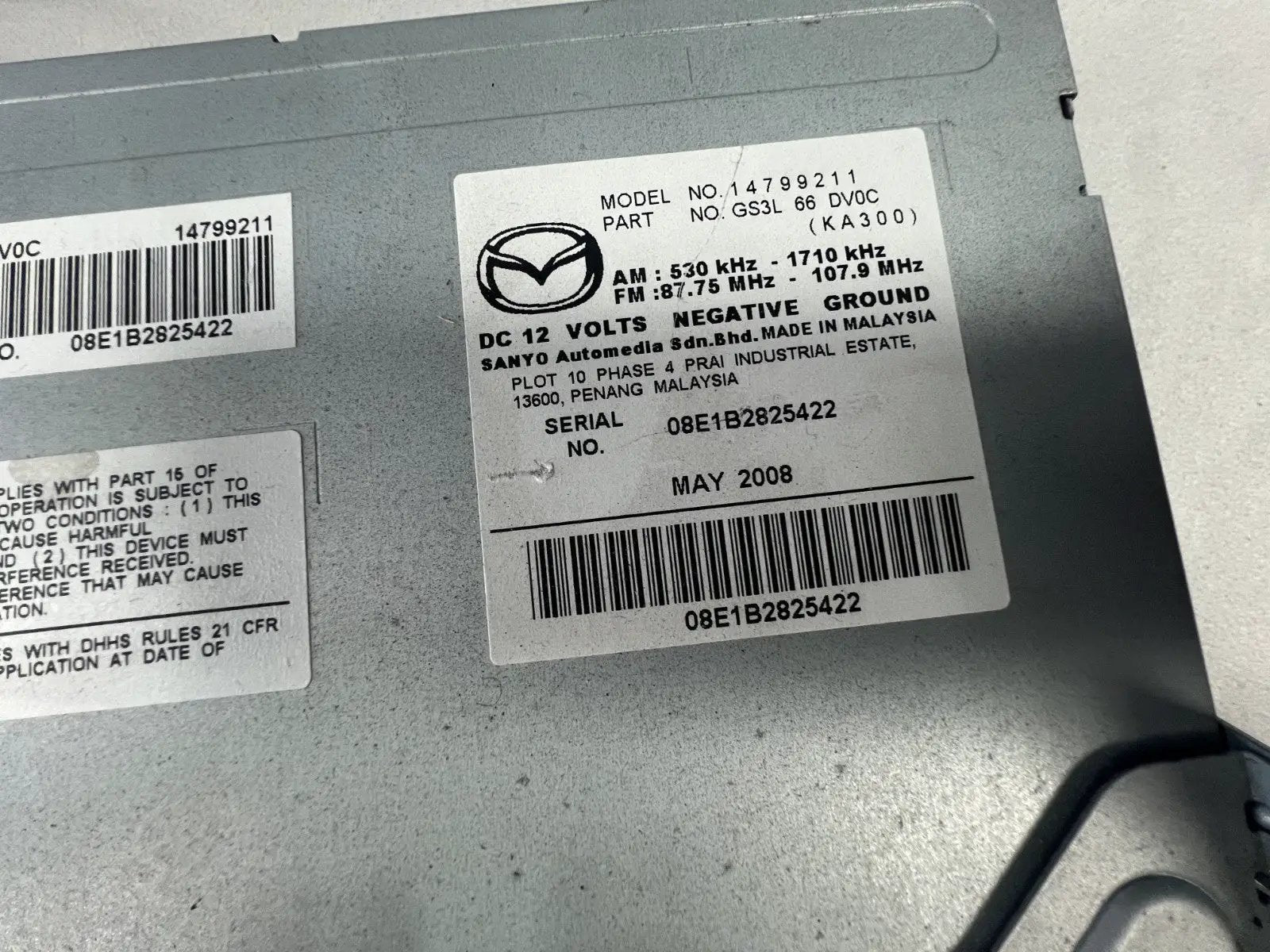 2009-2010 09 10 Mazda 6 Navigation Radio Receiver GS3L 66 DV0C, 14799211 by Mercedes-Benz