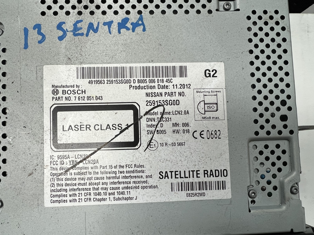 2013-2014 Nissan Sentra Bosch Navi Audio Radio Receiver with Display 259153SG0D