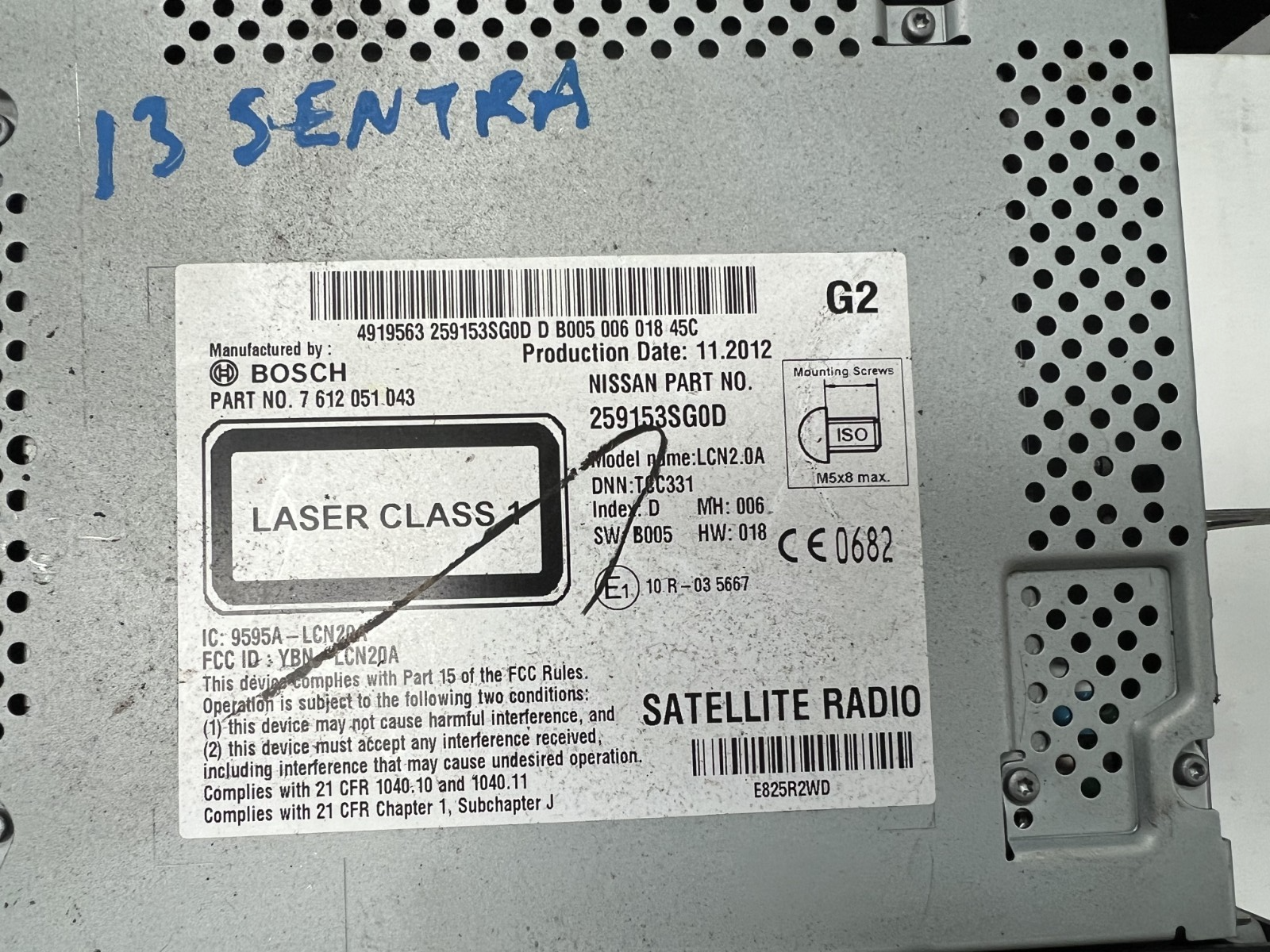 2013-2014 Nissan Sentra Bosch Navi Audio Radio Receiver with Display 259153SG0D