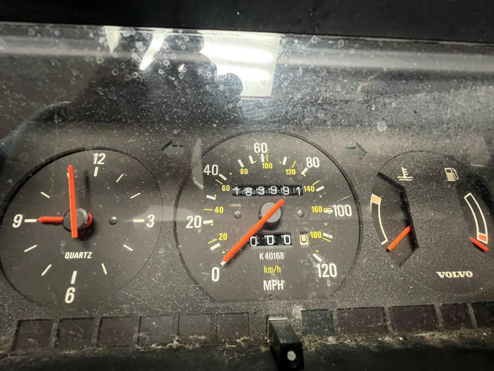 92 1992 Volvo 240 Speedometer Display Instrument Cluster Gauge Black by Unbranded