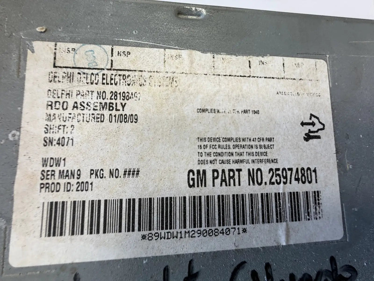 2009 Chevrolet Chevy Silverado 1500 Radio Audio Receiver 25974801, 28198497 by General Motors