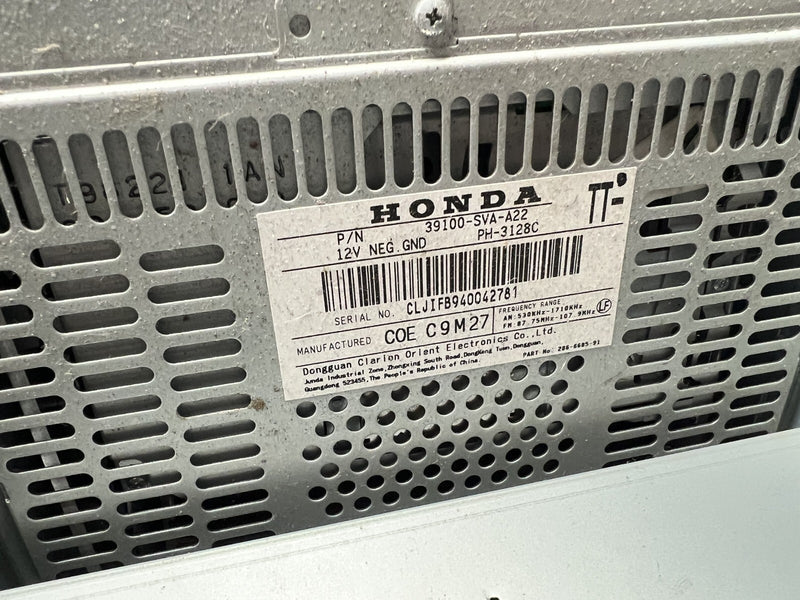2006-2008 Honda Civic Radio Receiver with Temperature Control 39100 SVA A22