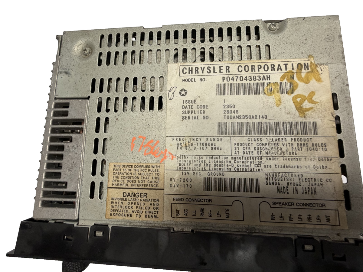 AM FM Radio CD Player Receiver P04704383AH fits 98-00 Dodge Grand Caravan by Chrysler