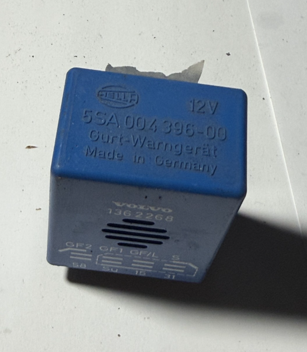 Seat Belt Reminder Relay 1362268, 5SA 004 396 00 Blue fits 1975-1982 Volvo 260