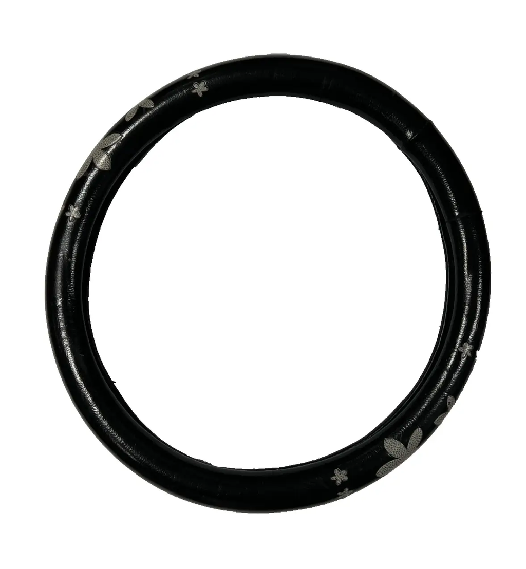 Universal Steering Wheel Cover with Flowers Design Black by Unbranded