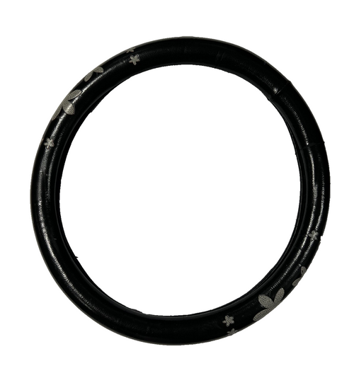 Universal Steering Wheel Cover with Flowers Design Black