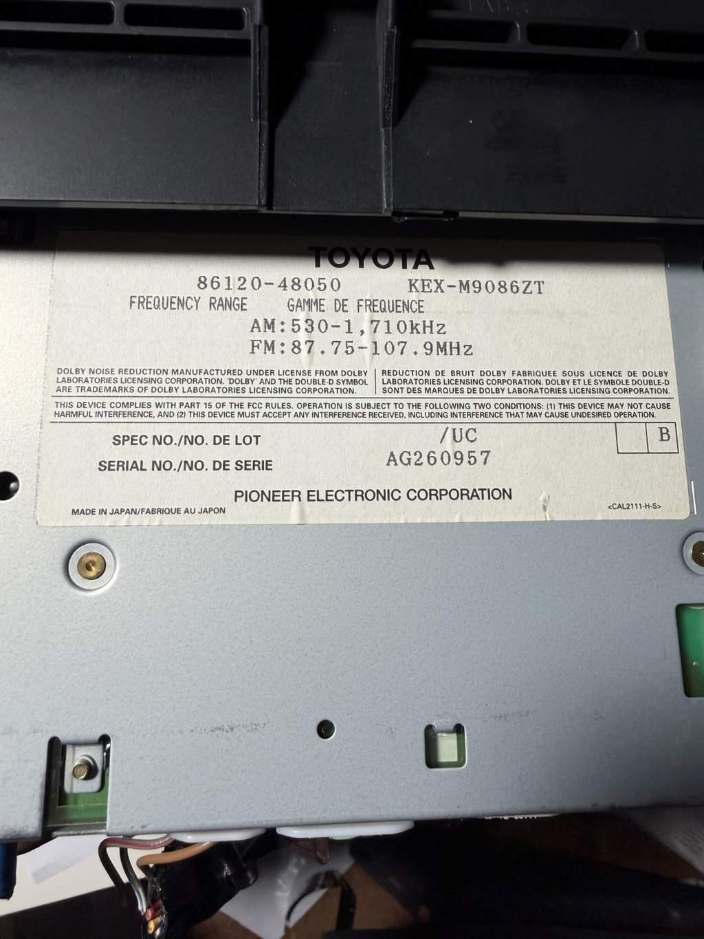 99 00 01 02 03 Lexus RX300 Radio Navigation Screen Monitor 86120 48050