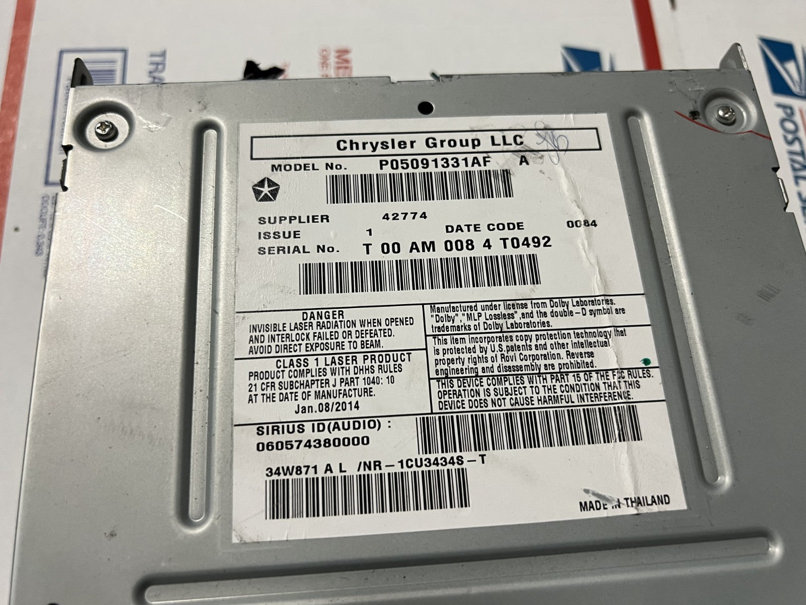 2013-2016 Chrysler Town & Country AM FM CD Touchscreen Radio 05091331AF