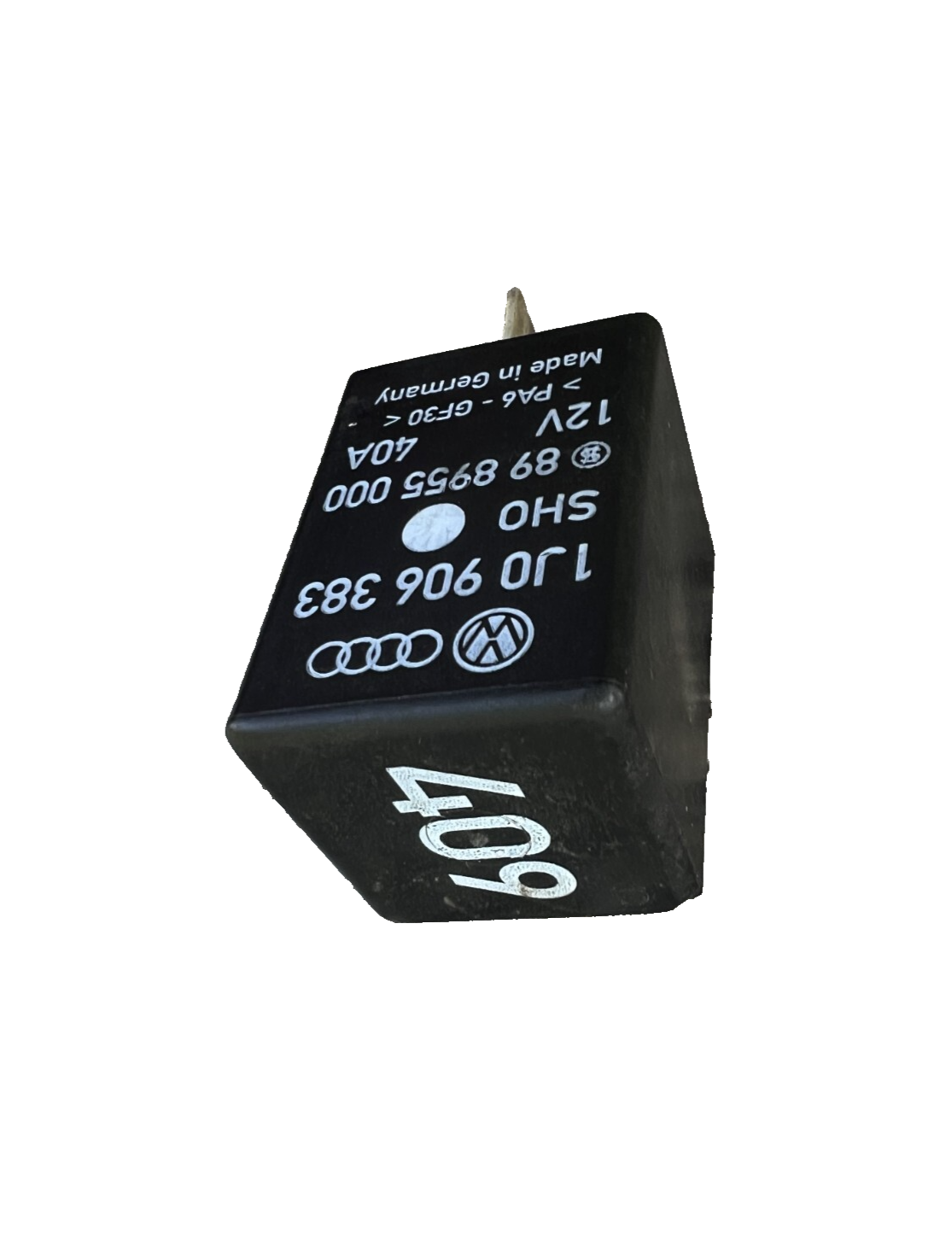 Volkswagen Audi Fuel Pump Relay 409 OEM 1J0 906 383 SHO, 89 8955 000 Black