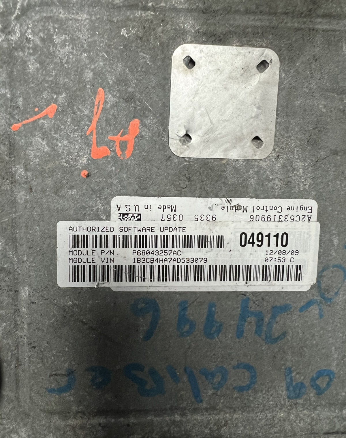 2009 2010 Dodge Caliber Engine Computer Control Module ECM OEM 68043257AC