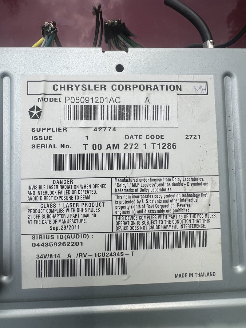 AM FM CD Player Radio Receiver 05091201AC fits 2012-2016 Chrysler Town & Country