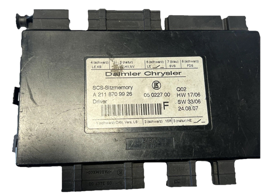 03-11 Mercedes W211 R500 CLS500 Seat Control Module Front Left A 211 870 99 26