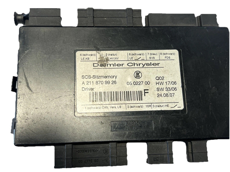 03-11 Mercedes W211 R500 CLS500 Seat Control Module Front Left A 211 870 99 26