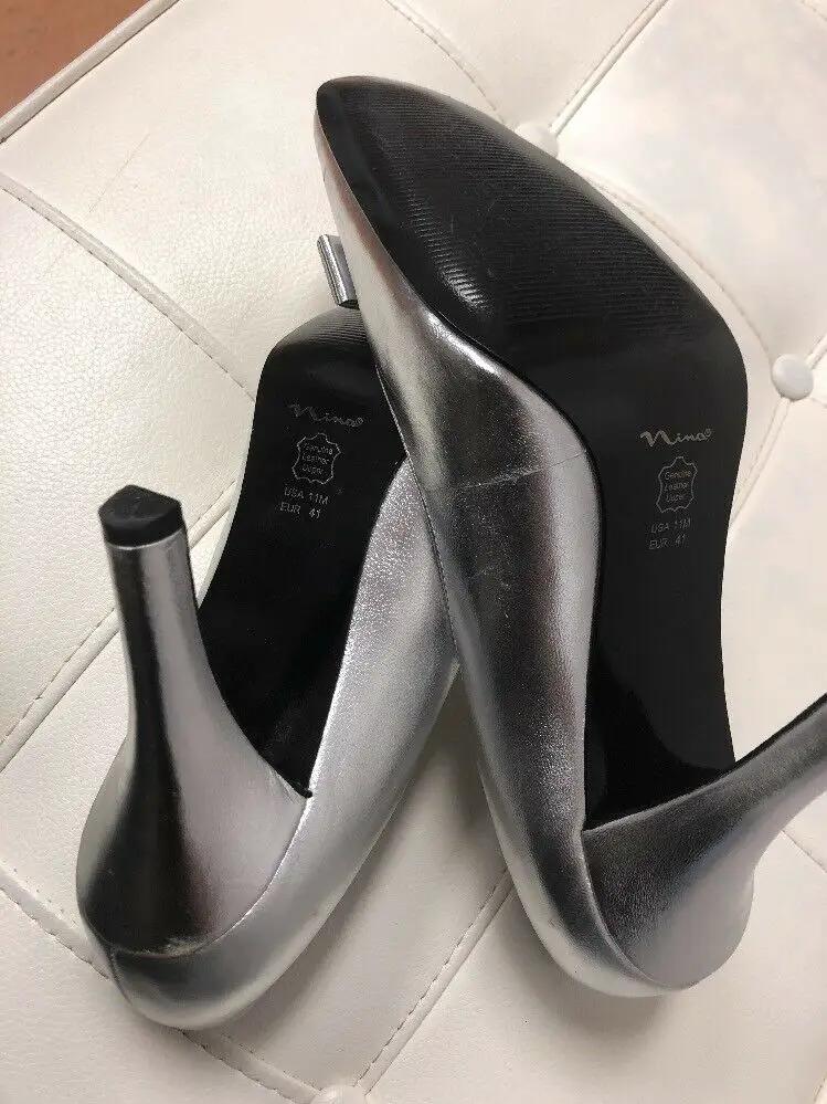 A Touch of Nina Silver Dressy Square Toe Pumps Slip Ons Women's Size US 11M by Nina