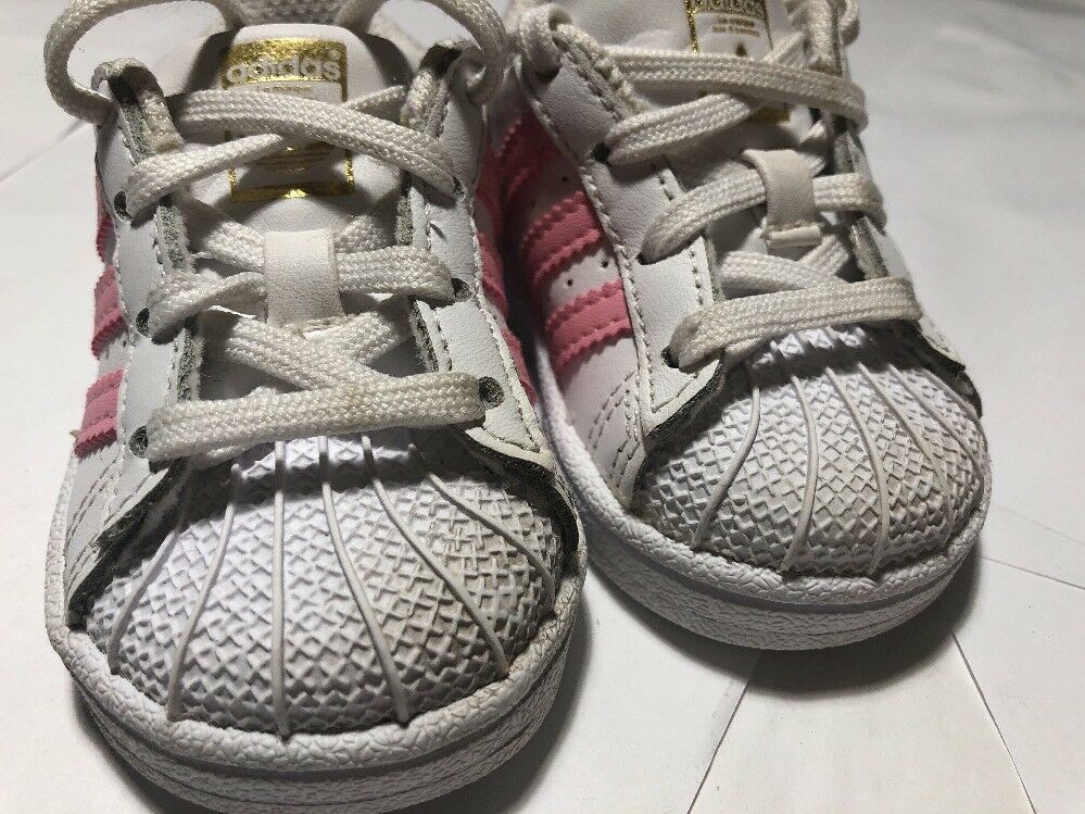 Toddler Pink And White Superstar Adidas Size 3