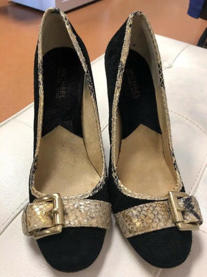 Michael Kors Black Suede Leather High Heels Shoes Pumps Size 10M