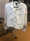 Ashley Stewart Size 18/20 hooded white linen jacket
