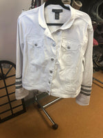 Ashley Stewart Size 18/20 hooded white linen jacket