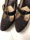 MICHAEL KORS  SUEDE ANNABEL T-STRAP PLATFORM PUMPS DARK BROWN SIZE 6M