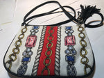 Brighton  Canvas & Leather Crossbody Bag Fun Tassel Purse Handbag