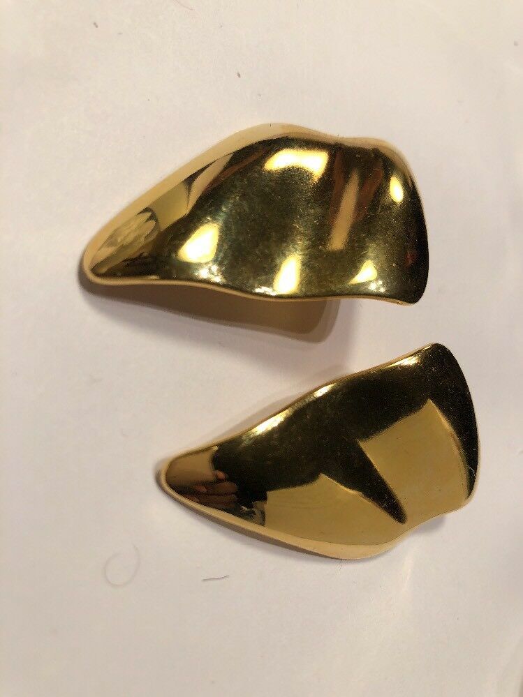 Vintage Napier Gold Tone Square Modernist Clip On Earrings
