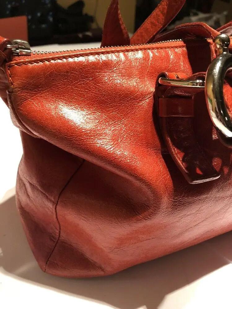 Francesco Biasa Orange Leather Satchel Bag by Francesco Biasia