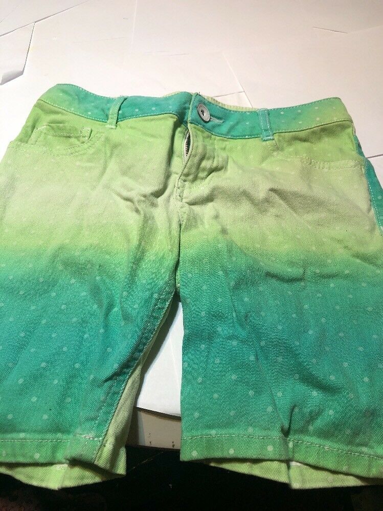 Green Polkadot Ombre Green Jean Youth Shorts Size 12