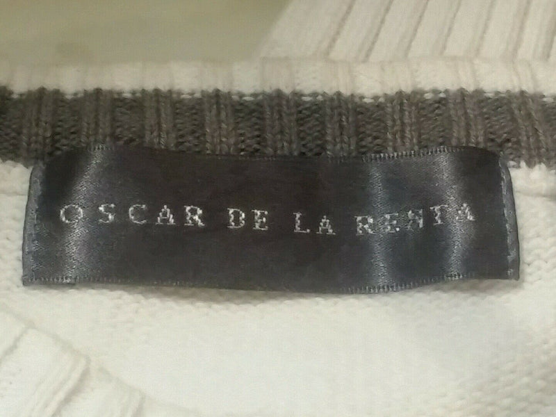OSCAR DE LA RENTA Men's Color Block Long Sleeve SWEATER size xl Brown Gray Tan