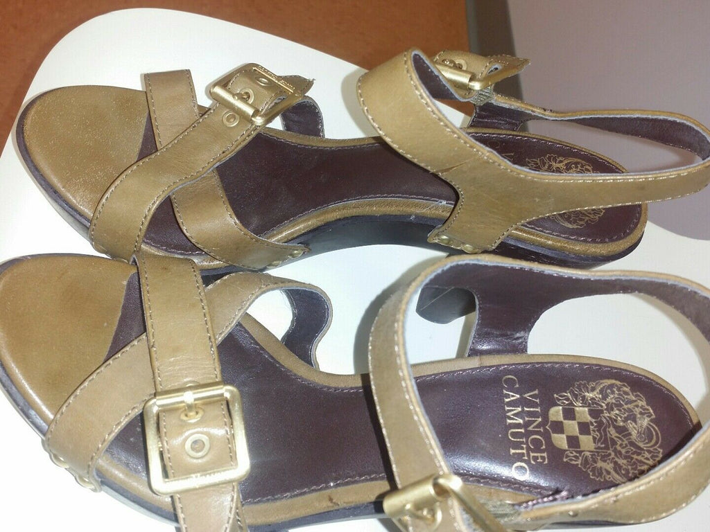 Vince Camuto "Catey" Army Green Vachetta Leather Heels Size 7 M Very Nice $110