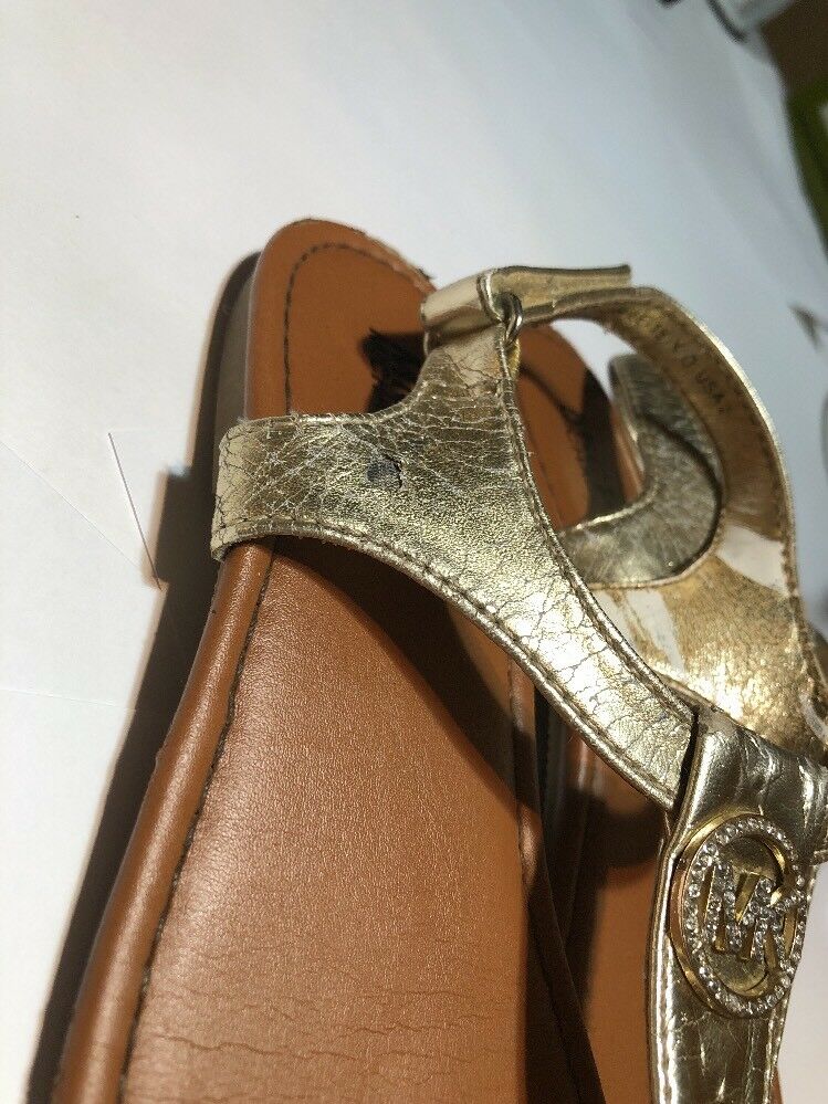 Michael Kors Youth Gold Bling Thong Sandals Size2