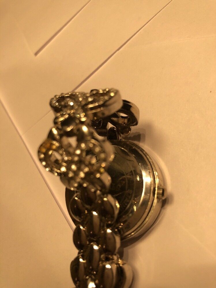 Clean Vintage Strada Lady Bling Rhinestone Analog Quartz Watch Hours~New Battery
