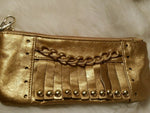 candies gold bling wristlet with chain and fringe design