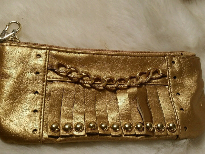 candies gold bling wristlet with chain and fringe design