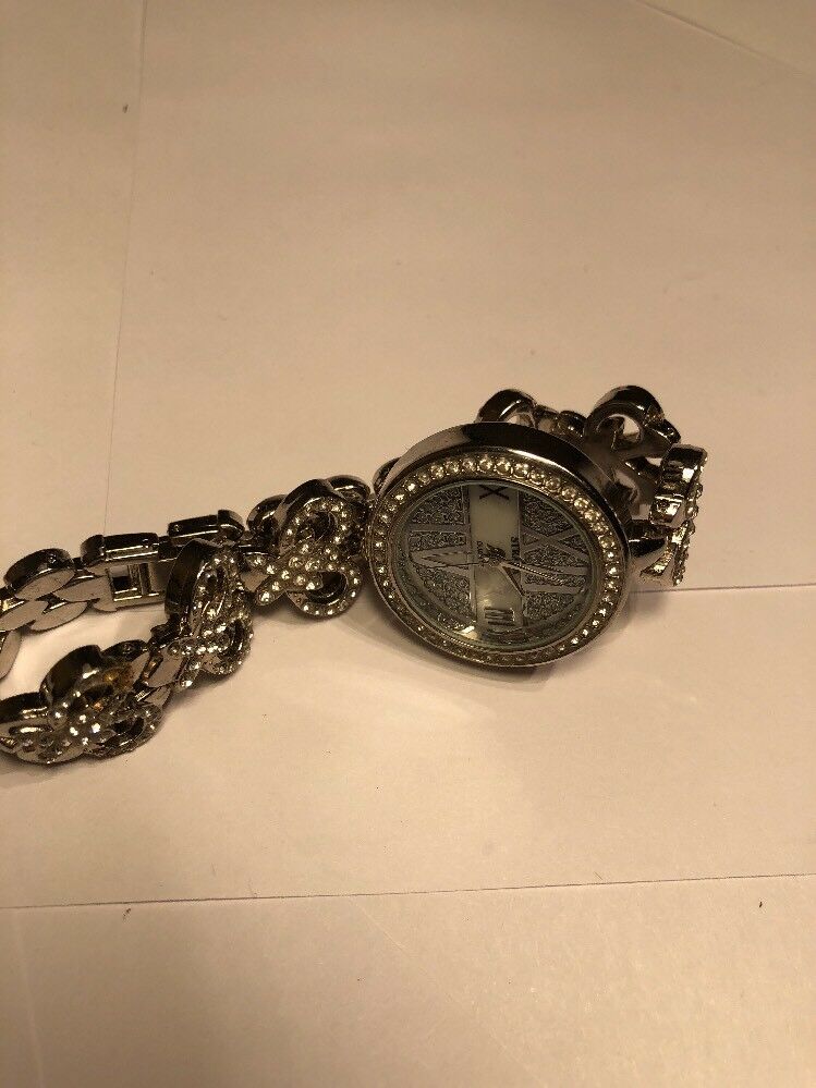 Clean Vintage Strada Lady Bling Rhinestone Analog Quartz Watch Hours~New Battery