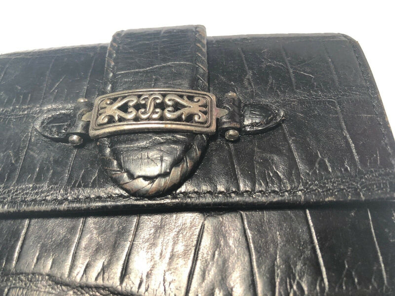 Vintage Brighton Distressed Leather Wallet Croco Embossed