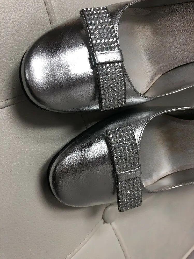 A Touch of Nina Silver Dressy Square Toe Pumps Slip Ons Women's Size US 11M by Nina