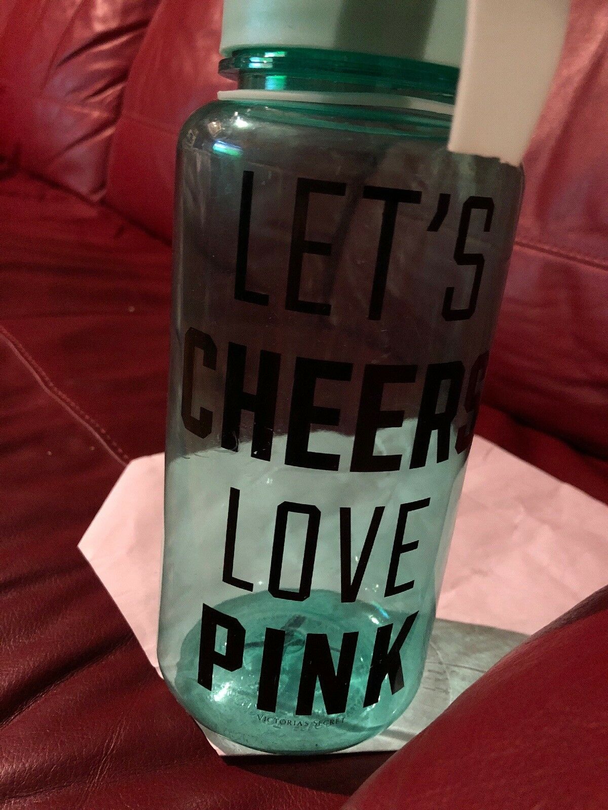 Lets Cheers Love Pink Water Bottle Teal Color
