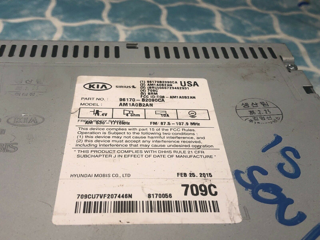 14 2014 15 2015 Kia Soul Radio Mp3 Sirius Player Bluetooth 96170-B2090CA B715