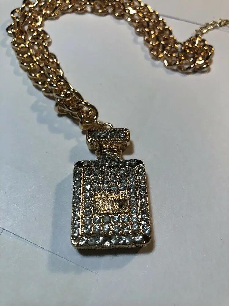 Gold Perfume Botyle Necklace Pendant by DALEY1DEALS,LLC.