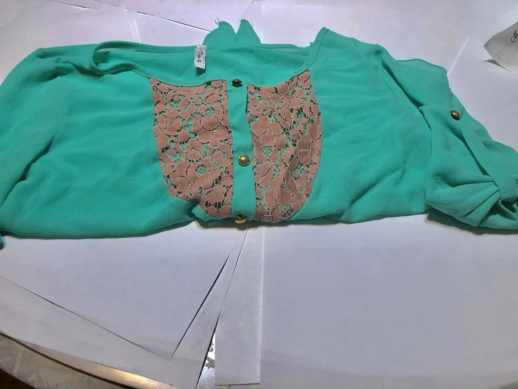 Youth Small Lace Teal Blouse by DALEY1DEALS,LLC.