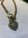 Gold  Heart Costume Jewlrey Toggle Necklace