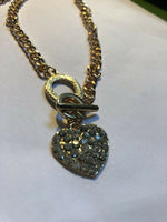 Gold  Heart Costume Jewlrey Toggle Necklace